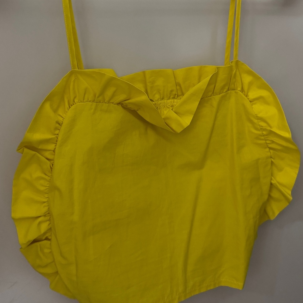 Yellow Ruffle Strap Top